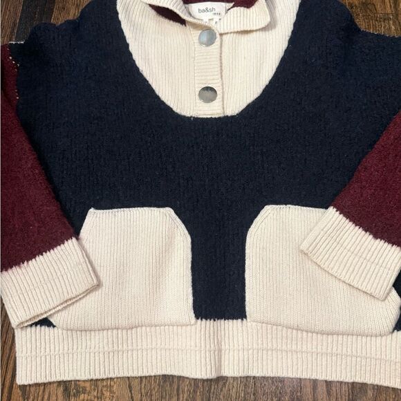 Ba&sh Benji Colorblock Knit Wool Blend Pullover Medium ⭐️read description-DD4 - Picture 4 of 15